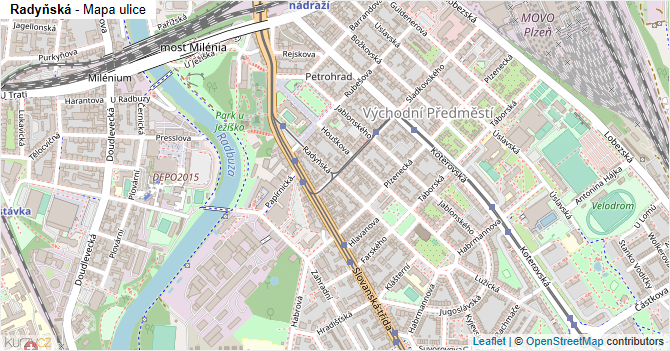 Radyňská - mapa ulice
