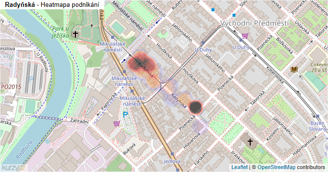 Radyňská - mapa podnikání