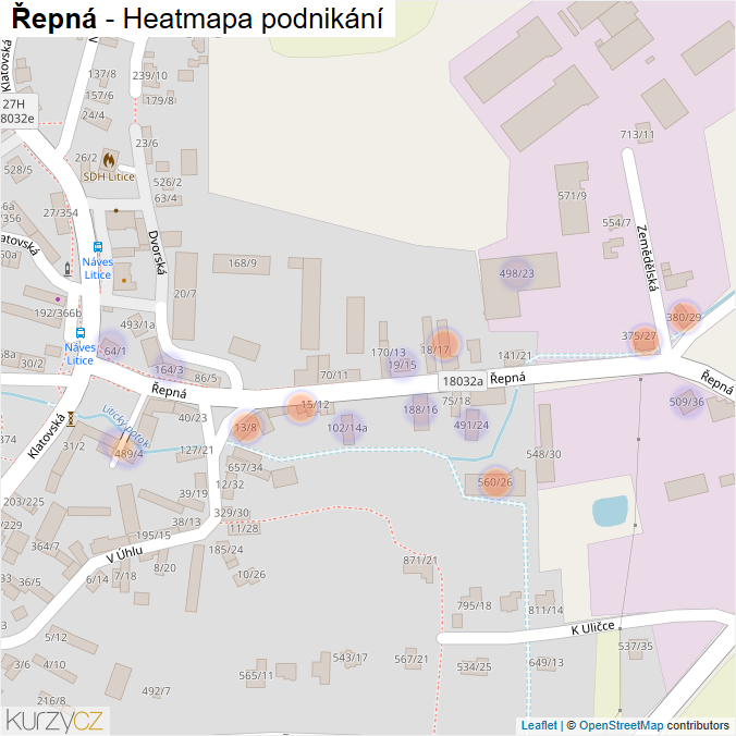 Mapa Řepná - Firmy v ulici.