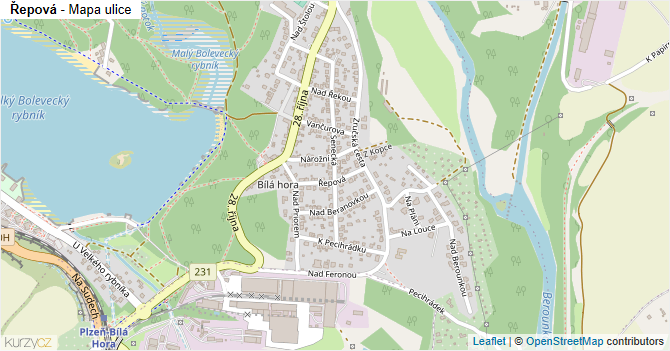 Řepová - mapa ulice