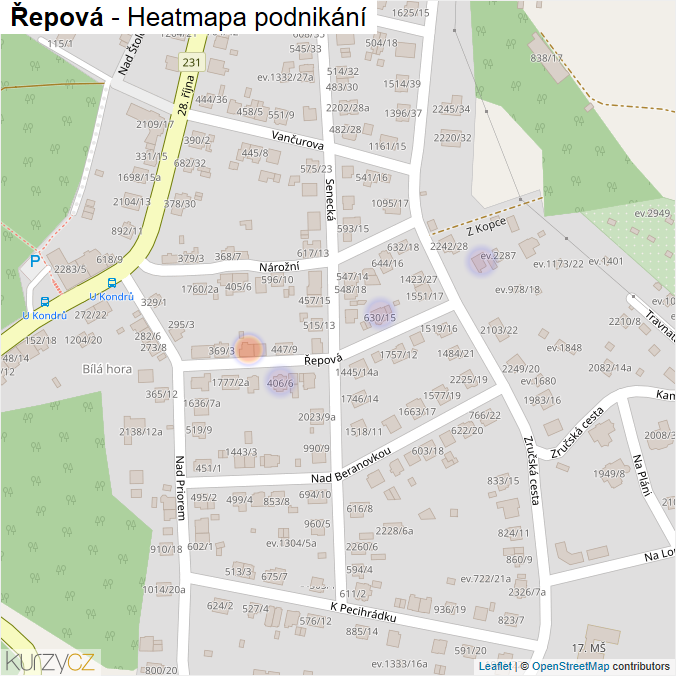 Mapa Řepová - Firmy v ulici.