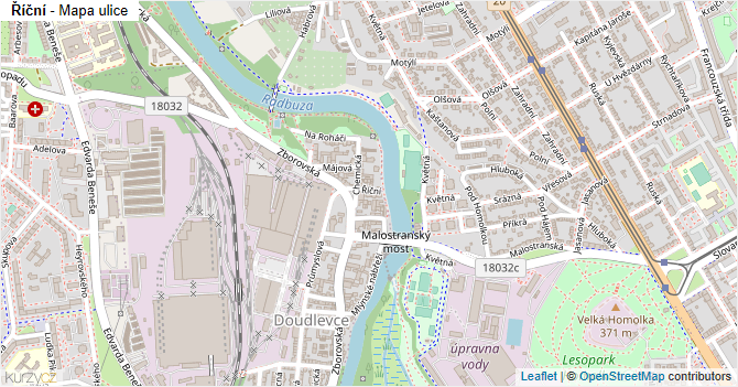 Říční - mapa ulice