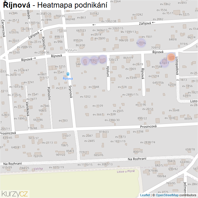 Mapa Říjnová - Firmy v ulici.