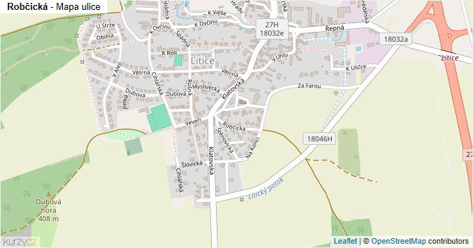 Robčická - mapa ulice