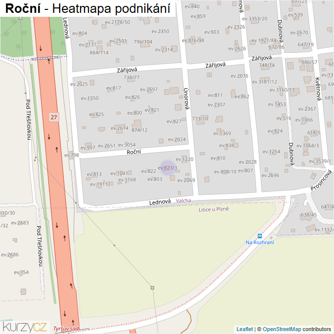 Mapa Roční - Firmy v ulici.