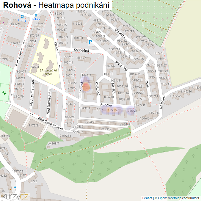 Mapa Rohová - Firmy v ulici.
