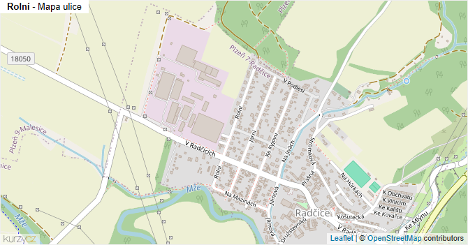 Rolní - mapa ulice