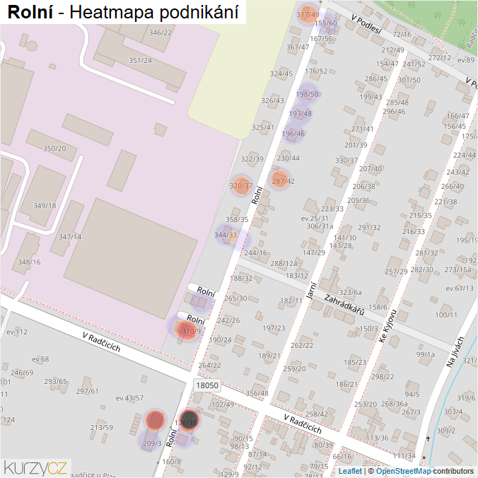 Mapa Rolní - Firmy v ulici.