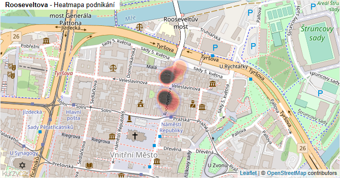 Rooseveltova - mapa podnikání