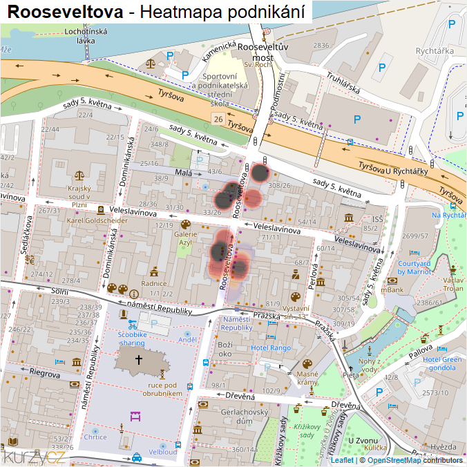Mapa Rooseveltova - Firmy v ulici.