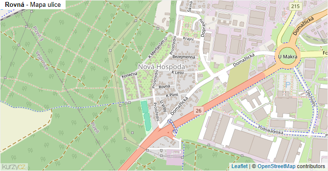 Rovná - mapa ulice