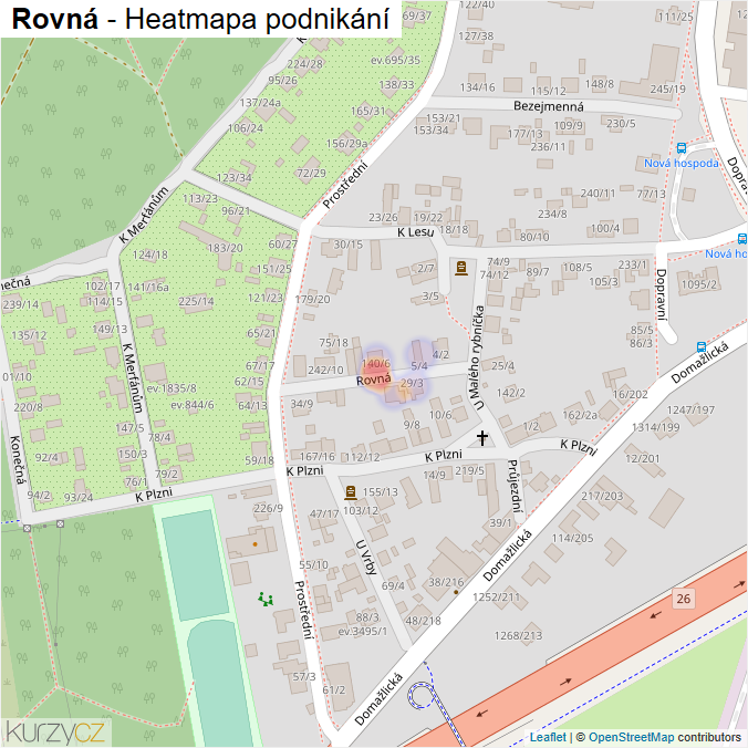 Mapa Rovná - Firmy v ulici.