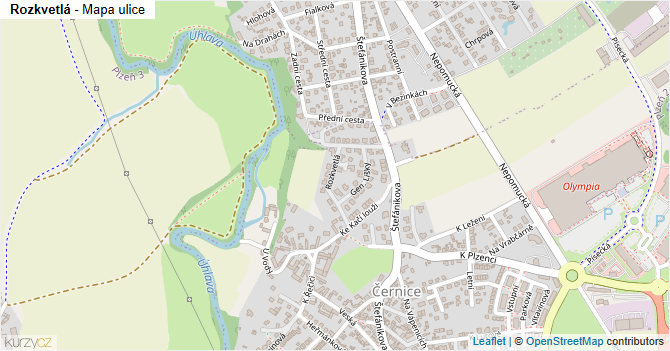 Rozkvetlá - mapa ulice