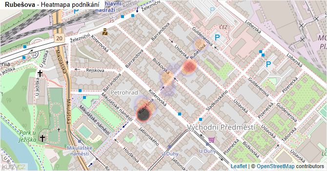 Rubešova - mapa podnikání