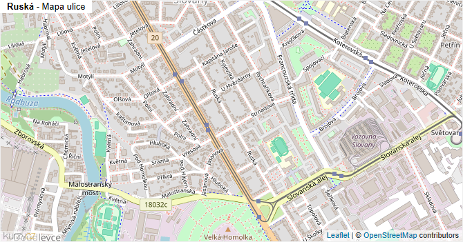 Ruská - mapa ulice