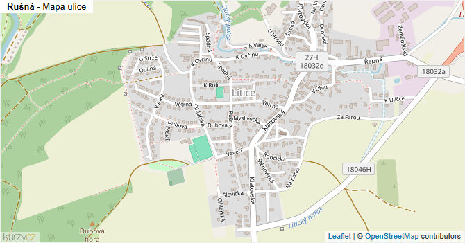Rušná - mapa ulice