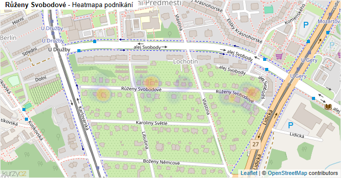 Růženy Svobodové - mapa podnikání
