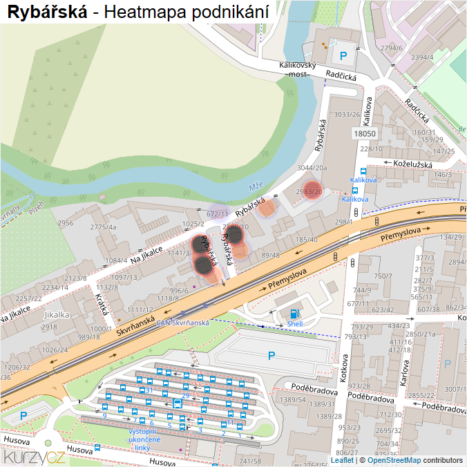 Mapa Rybářská - Firmy v ulici.