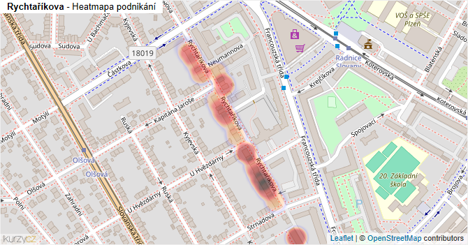 Rychtaříkova - mapa podnikání