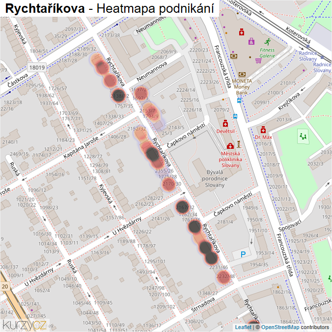 Mapa Rychtaříkova - Firmy v ulici.
