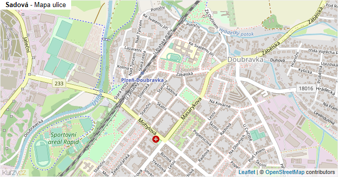 Sadová - mapa ulice
