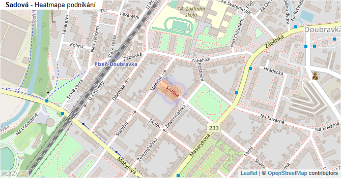 Sadová - mapa podnikání