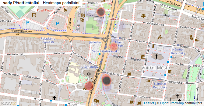 sady Pětatřicátníků - mapa podnikání