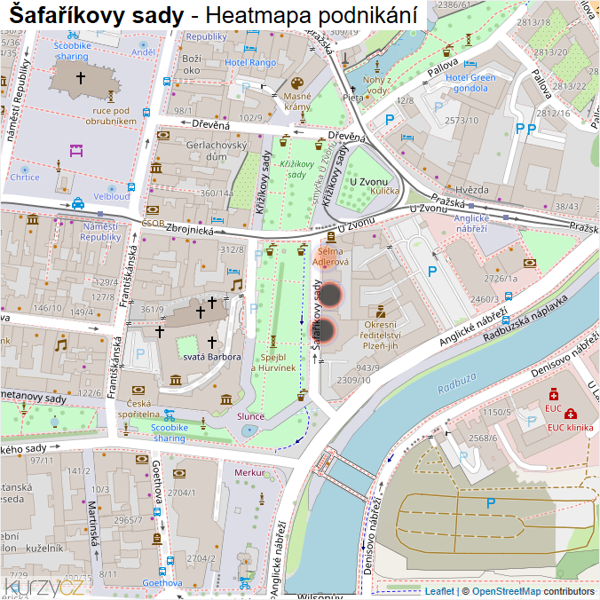 Mapa Šafaříkovy sady - Firmy v ulici.