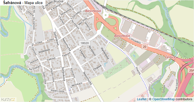 Šafránová - mapa ulice