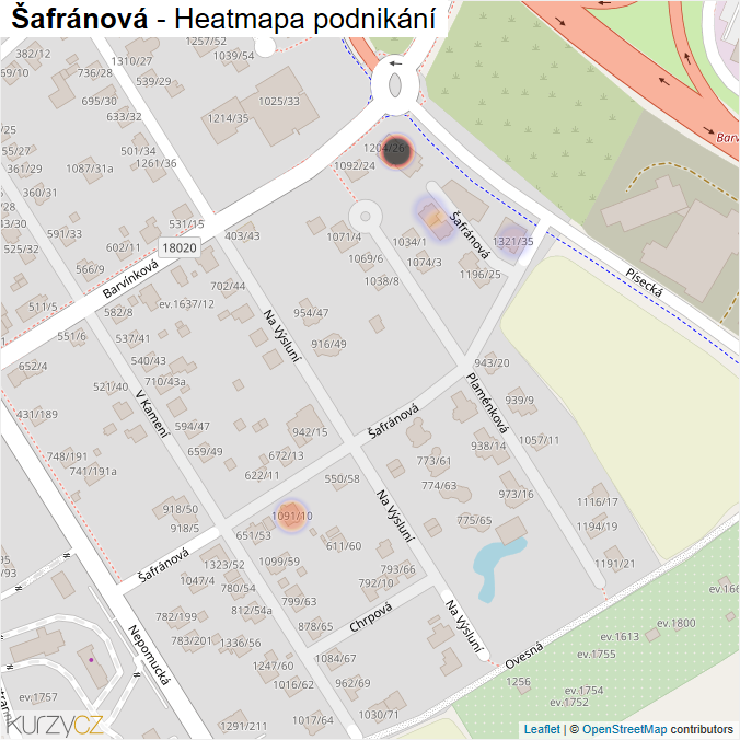 Mapa Šafránová - Firmy v ulici.
