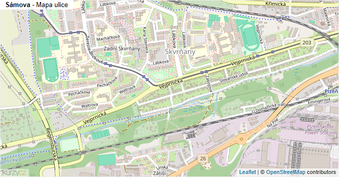 Sámova - mapa ulice