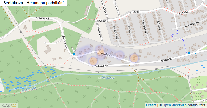 Sedlákova - mapa podnikání