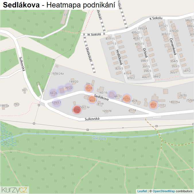 Mapa Sedlákova - Firmy v ulici.