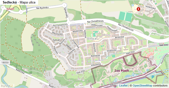 Sedlecká - mapa ulice