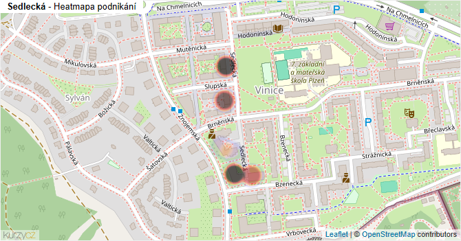 Sedlecká - mapa podnikání