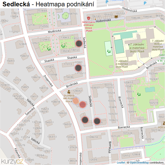 Mapa Sedlecká - Firmy v ulici.