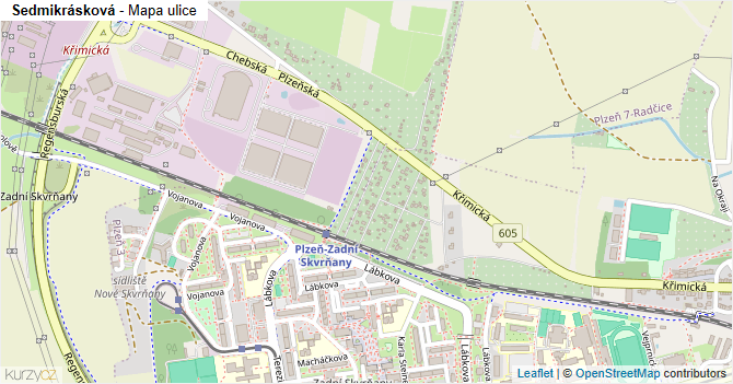 Sedmikrásková - mapa ulice