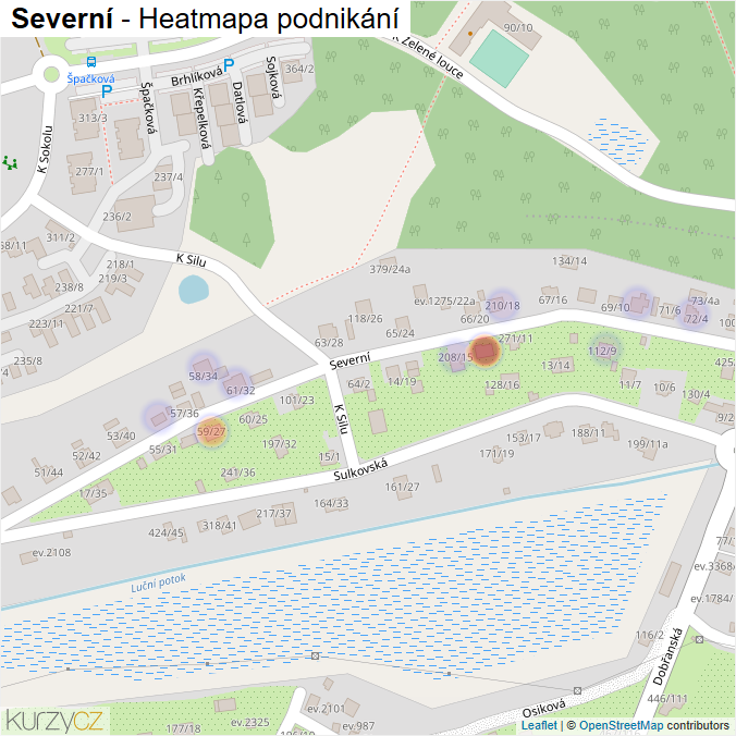 Mapa Severní - Firmy v ulici.