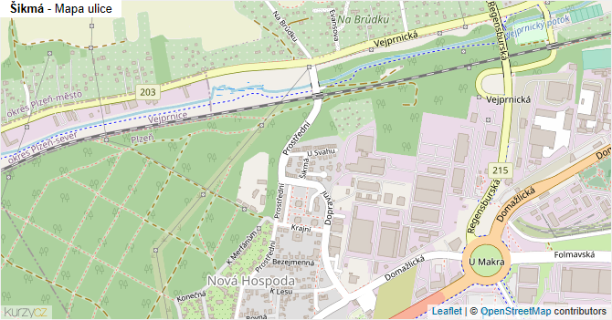 Šikmá - mapa ulice