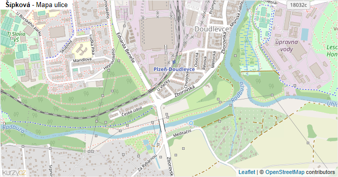 Šípková - mapa ulice