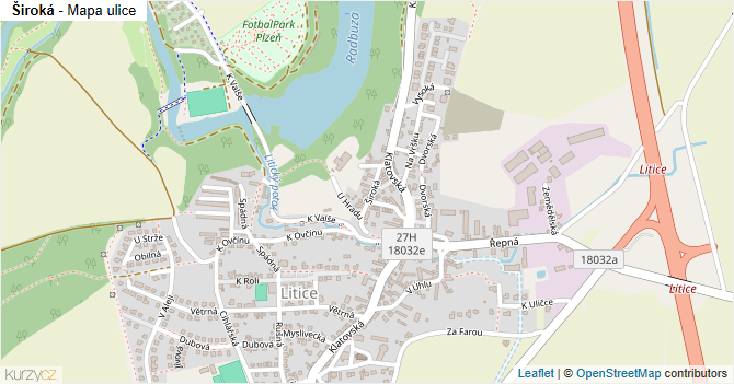 Široká - mapa ulice