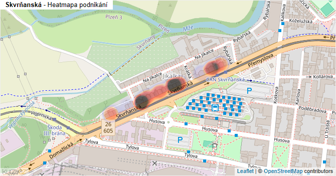 Skvrňanská - mapa podnikání