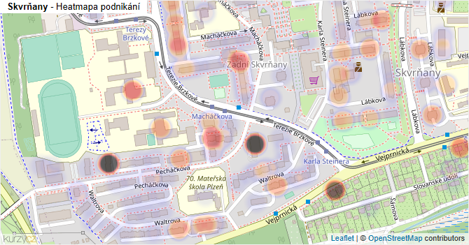 Skvrňany - mapa podnikání