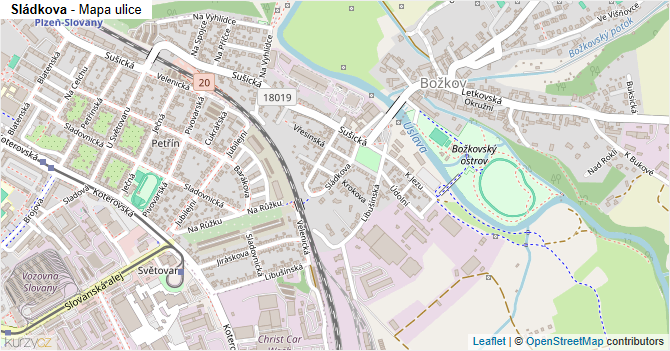 Sládkova - mapa ulice