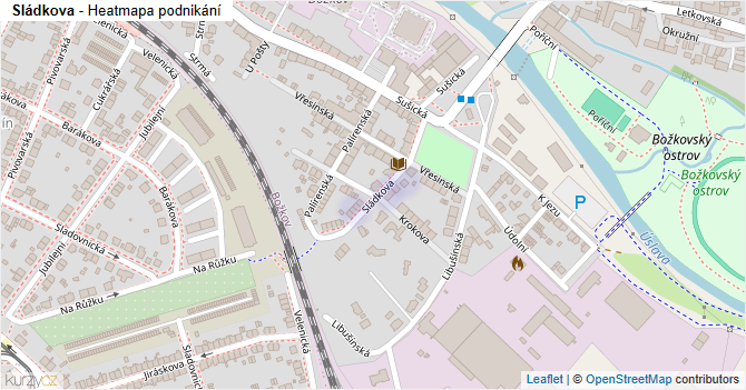Sládkova - mapa podnikání