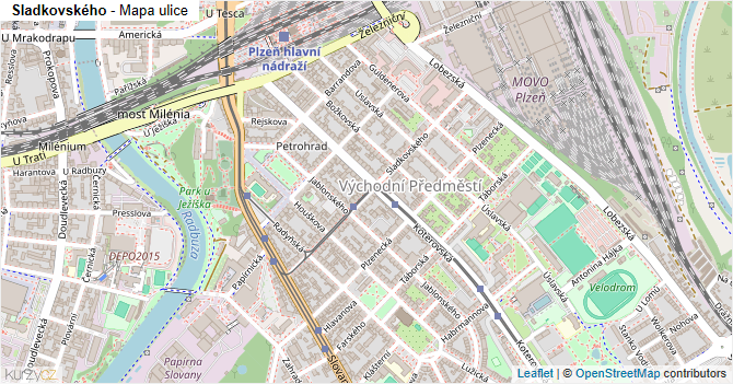 Sladkovského - mapa ulice