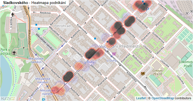 Sladkovského - mapa podnikání
