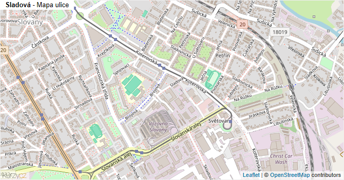 Sladová - mapa ulice