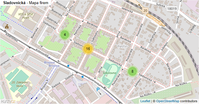 Sladovnická - mapa firem