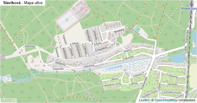 Slavíková - mapa ulice